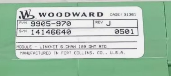 Woodward 9905-970 Módulo de entrada de 6 canales 24 Vdc de -40°C a +85°C En stock