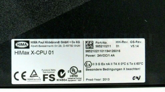 X-CPU 01 985210211 HIMA HIMAtrix Módulo de procesador de la CPU