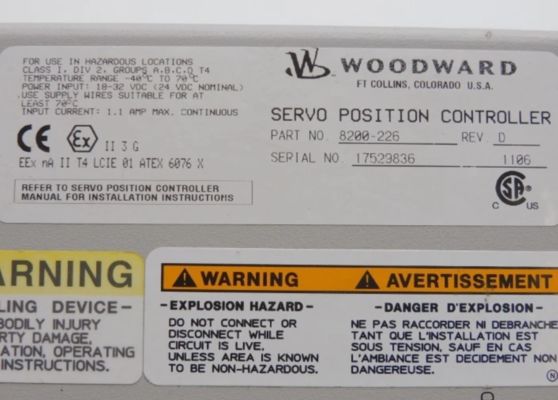8200-226 Controlador de posición por servo de Woodward