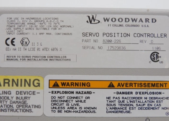 8200-226 Controlador de posición por servo de Woodward